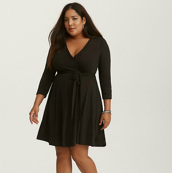 torrid Dresses & Skirts - BLACK JERSEY KNIT WRAP DRESS